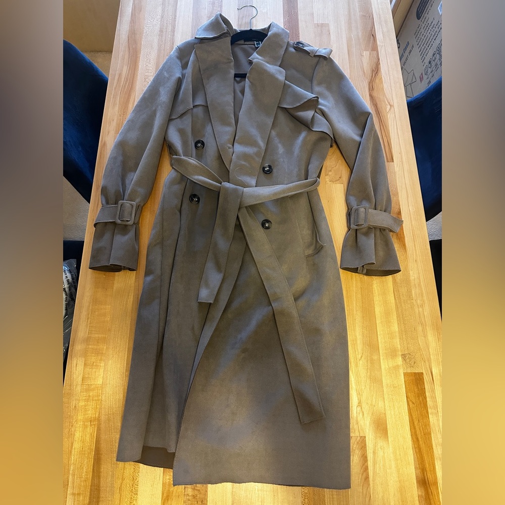 Gray/beige trench coat. Worn once. Smoke free home.